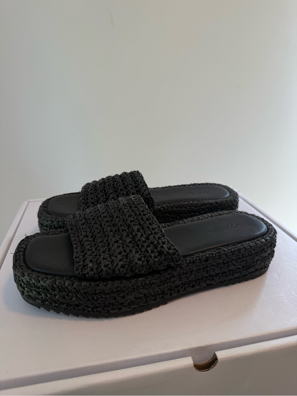 Open Edit Black Espadrille Size 9 New #Lux-Sh-1